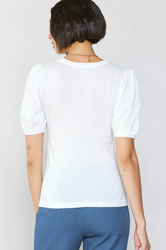 CURRENT AIR SHORT SLEEVE ROUND NECK SWEATER TOP - Devine 23