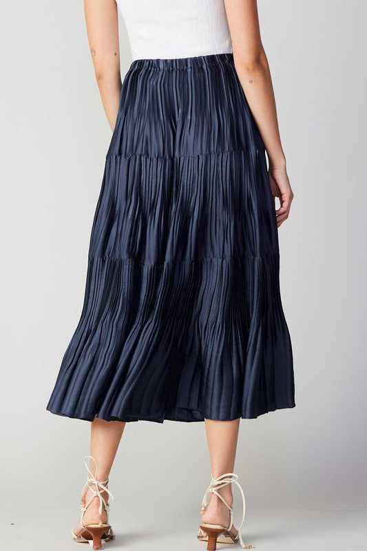 CURRENT AIR PLEATED 3-TIERED LONG SKIRT - Devine 23