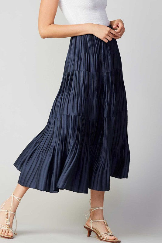 CURRENT AIR PLEATED 3-TIERED LONG SKIRT - Devine 23