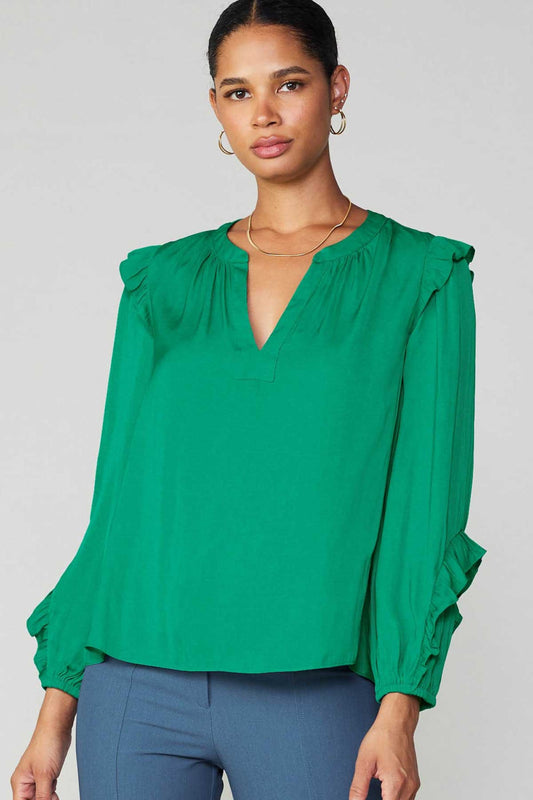 CURRENT AIR LONG SLEEVE COLLARED SPLIT NECK SHIRT - Devine 23