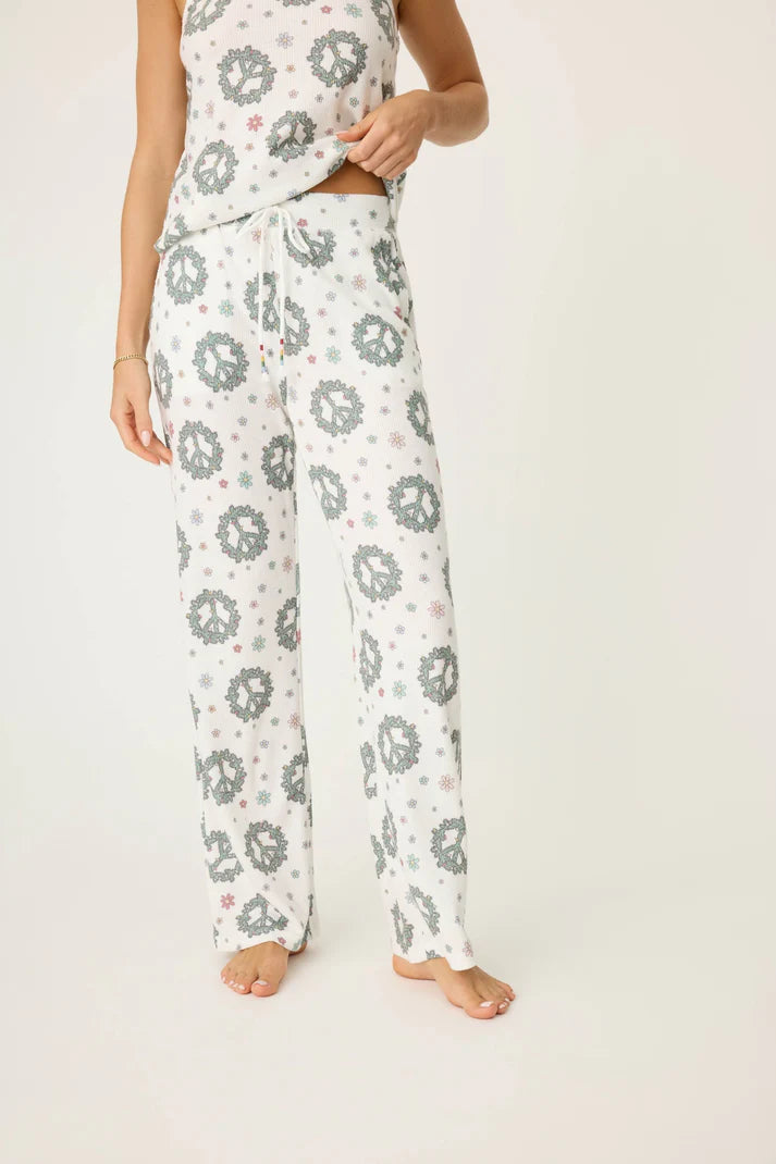 P.J. Salvage Joy World Waffle Thermal Pants - Ivory - Devine 23