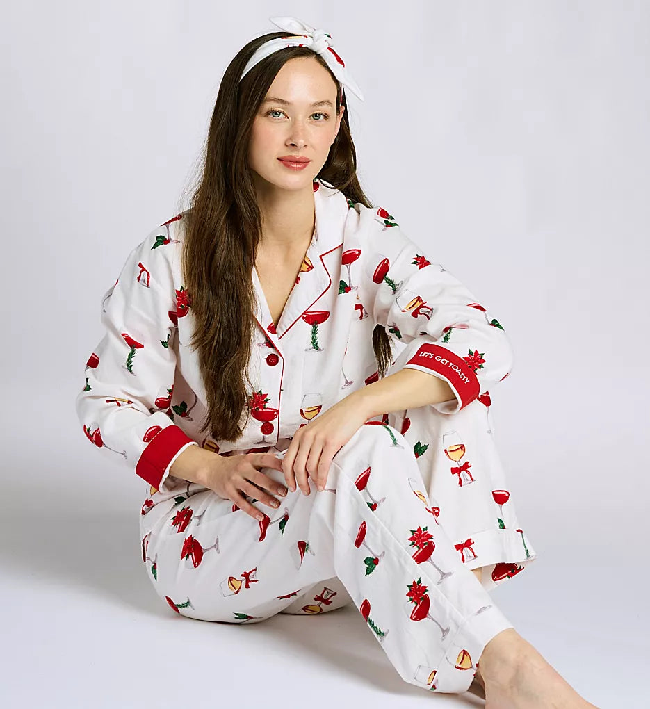 PJ Salvage Let's Get Toasty" Long Sleeve Flannel Pajama Set