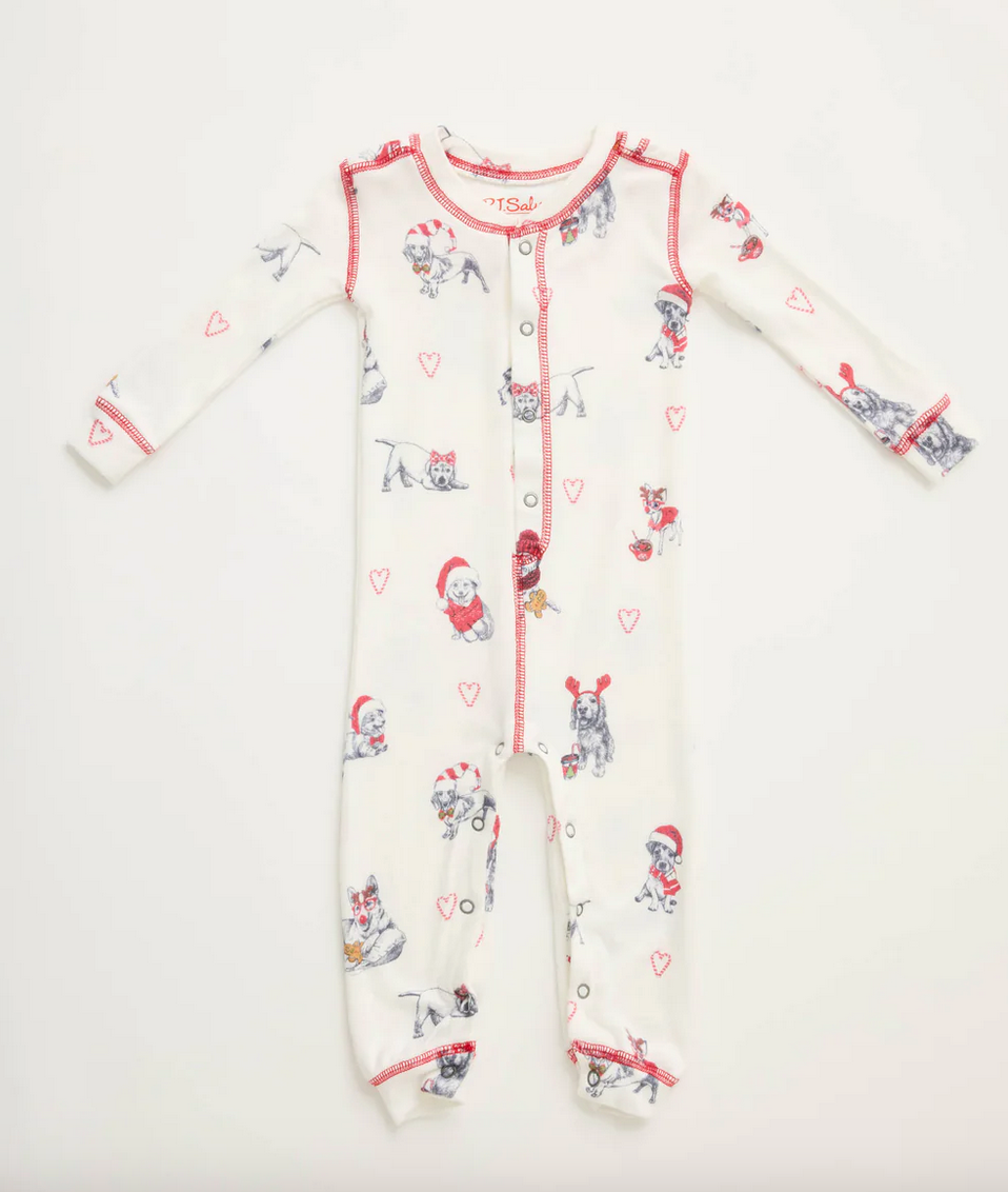PJ Salvage Candy Cane Lane Butter Jersey PJ - - Romper (12-18 months) - Devine 23