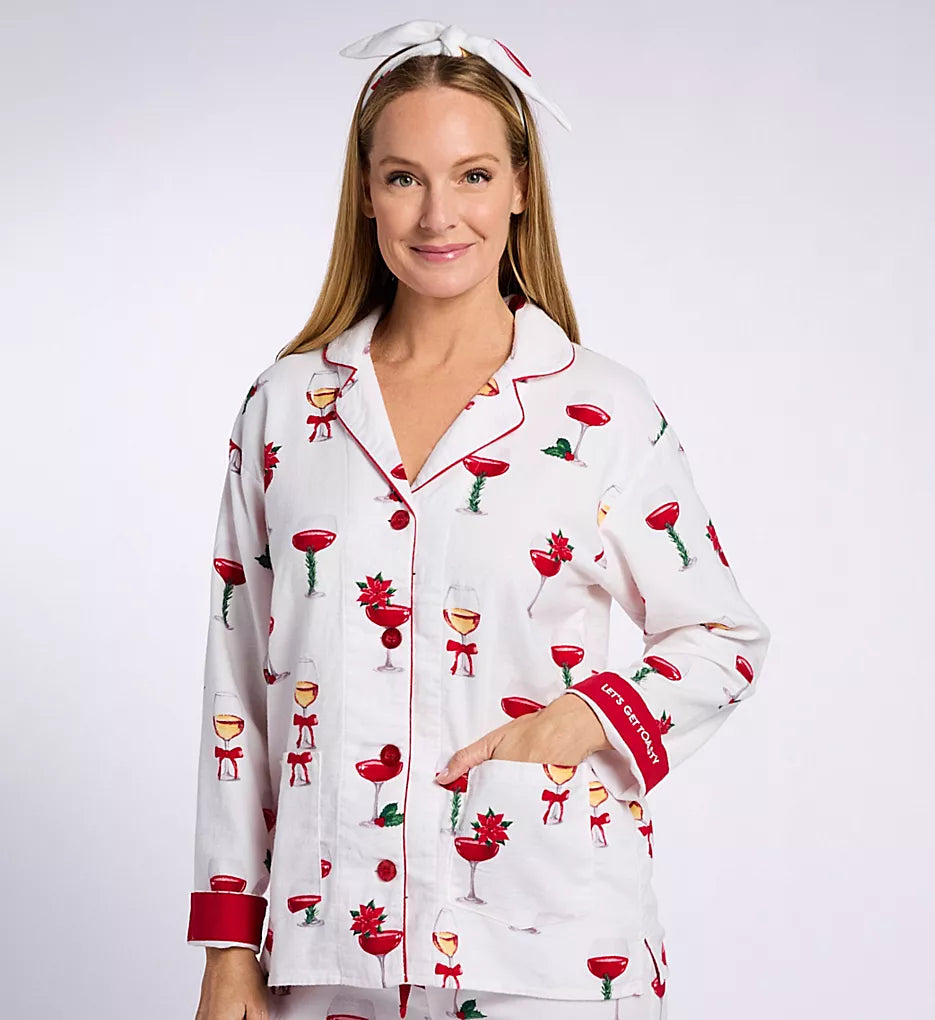 PJ Salvage Let's Get Toasty" Long Sleeve Flannel Pajama Set