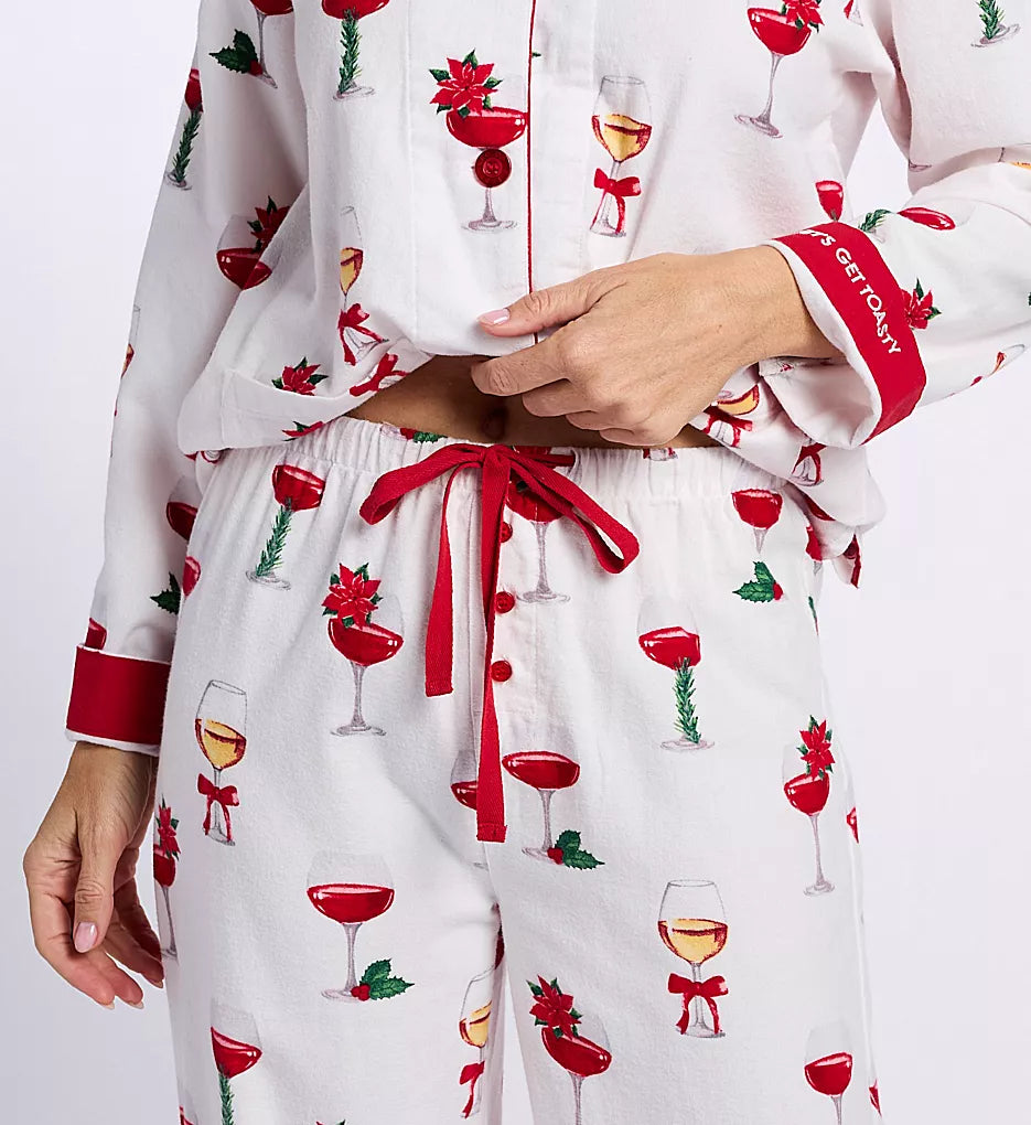 PJ Salvage Let's Get Toasty" Long Sleeve Flannel Pajama Set