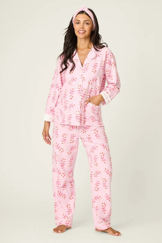 PJ Salvage Candy Cane Holiday Classic Pajama Set - Candy Pink
