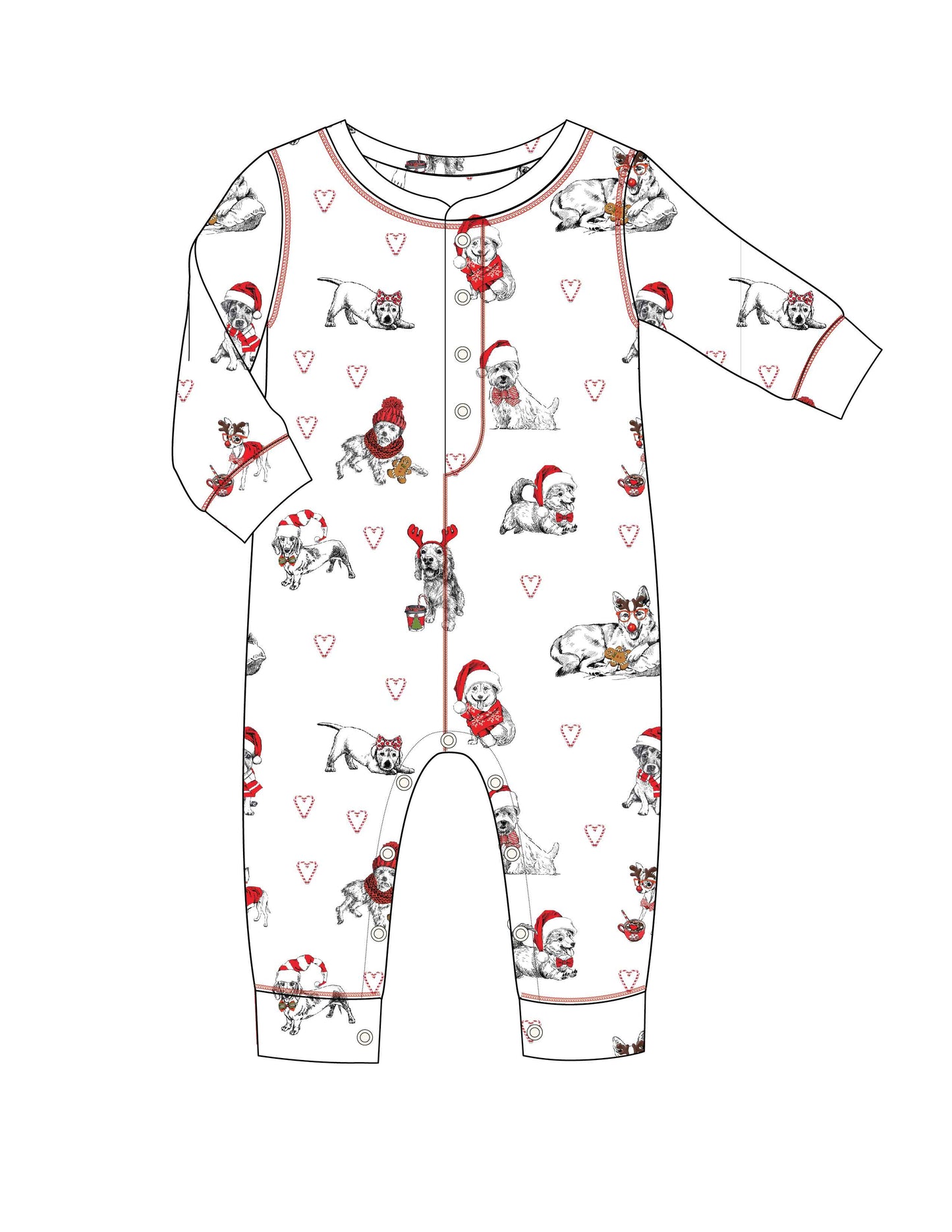 PJ Salvage Candy Cane Lane Butter Jersey PJ - - Romper (12-18 months) - Devine 23