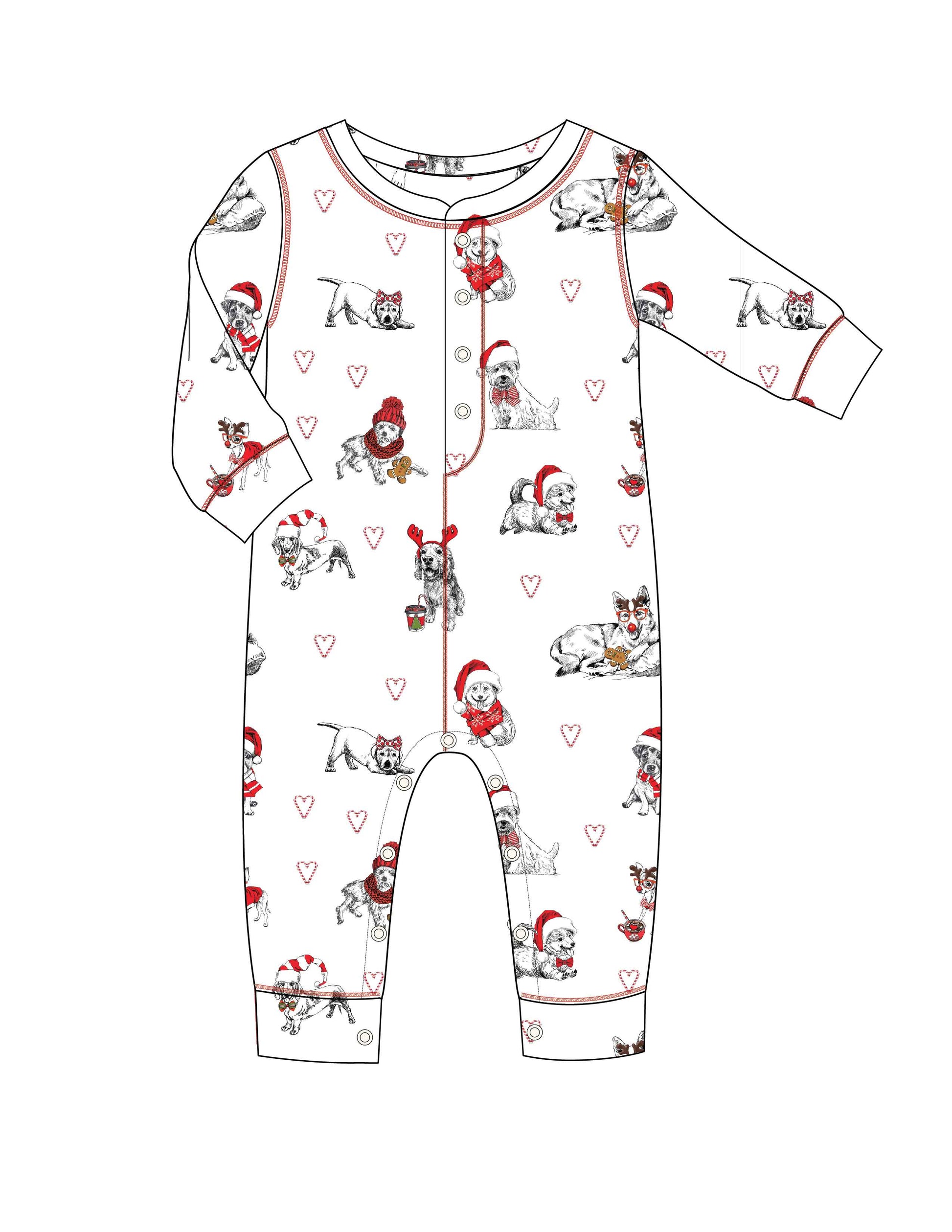 PJ Salvage Candy Cane Lane Butter Jersey PJ - - Romper (12-18 months) - Devine 23