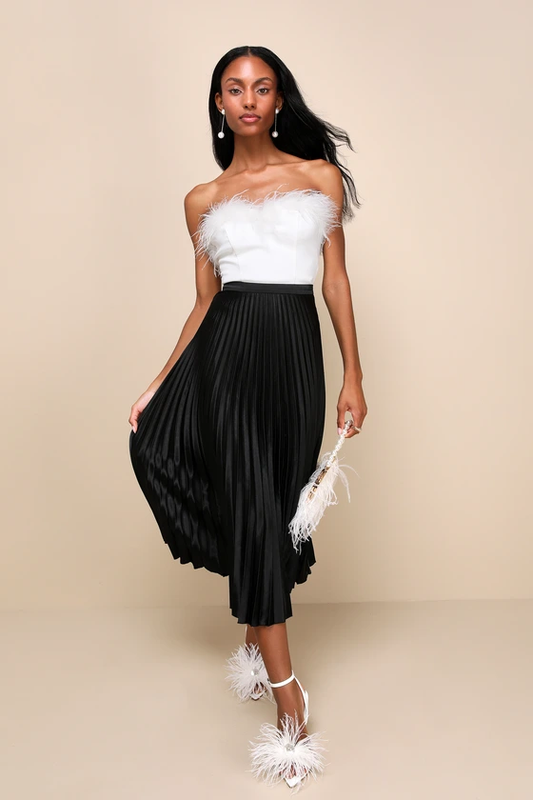 Lulus Satin Pleated Mini Skirt - Devine 23
