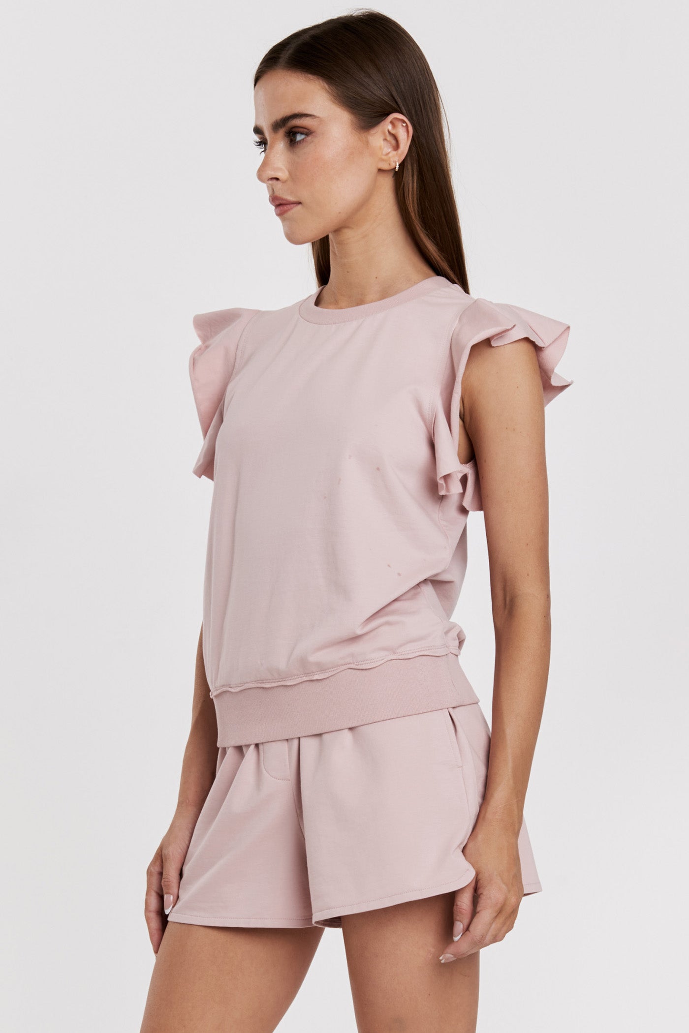 Another Love Raw Edge Ruffle Sleeveless Sweatshirt - Layla